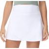 imageTHE GYM PEOPLE Womens High Waisted Tennis Skirts Crossover Hemline Back Pleated Golf Skorts with Inner ShortsWhite