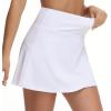 imageTHE GYM PEOPLE Womens High Waisted Tennis Skirts Crossover Hemline Back Pleated Golf Skorts with Inner ShortsWhite