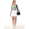 imageTHE GYM PEOPLE Womens High Waisted Tennis Skirts Crossover Hemline Back Pleated Golf Skorts with Inner ShortsWhite