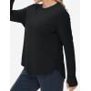 imageTHE GYM PEOPLE Womens Long Sleeve Workout Shirts Lightweight Cotton Running Yoga Tops with Thumb HoleBlack