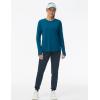 imageTHE GYM PEOPLE Womens Long Sleeve Workout Shirts Lightweight Cotton Running Yoga Tops with Thumb HoleDark Blue Green
