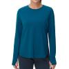 imageTHE GYM PEOPLE Womens Long Sleeve Workout Shirts Lightweight Cotton Running Yoga Tops with Thumb HoleDark Blue Green