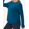 imageTHE GYM PEOPLE Womens Long Sleeve Workout Shirts Lightweight Cotton Running Yoga Tops with Thumb HoleDark Blue Green