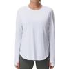 imageTHE GYM PEOPLE Womens Long Sleeve Workout Shirts Lightweight Cotton Running Yoga Tops with Thumb HoleHeather White
