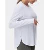 imageTHE GYM PEOPLE Womens Long Sleeve Workout Shirts Lightweight Cotton Running Yoga Tops with Thumb HoleHeather White
