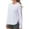 imageTHE GYM PEOPLE Womens Long Sleeve Workout Shirts Lightweight Cotton Running Yoga Tops with Thumb HoleHeather White