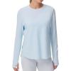 imageTHE GYM PEOPLE Womens Long Sleeve Workout Shirts Lightweight Cotton Running Yoga Tops with Thumb HoleLight Blue