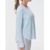 imageTHE GYM PEOPLE Womens Long Sleeve Workout Shirts Lightweight Cotton Running Yoga Tops with Thumb HoleLight Blue