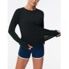 imageTHE GYM PEOPLE Womens Long Sleeve Workout Shirts Side Slits Athletic Yoga Tee Tops with Thumb HoleBlack