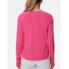 imageTHE GYM PEOPLE Womens Long Sleeve Workout Shirts Side Slits Athletic Yoga Tee Tops with Thumb HoleBright Pink