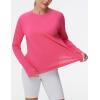 imageTHE GYM PEOPLE Womens Long Sleeve Workout Shirts Side Slits Athletic Yoga Tee Tops with Thumb HoleBright Pink