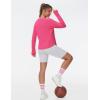 imageTHE GYM PEOPLE Womens Long Sleeve Workout Shirts Side Slits Athletic Yoga Tee Tops with Thumb HoleBright Pink