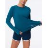 imageTHE GYM PEOPLE Womens Long Sleeve Workout Shirts Side Slits Athletic Yoga Tee Tops with Thumb HoleDark Blue Green