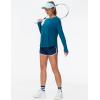 imageTHE GYM PEOPLE Womens Long Sleeve Workout Shirts Side Slits Athletic Yoga Tee Tops with Thumb HoleDark Blue Green