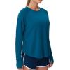 imageTHE GYM PEOPLE Womens Long Sleeve Workout Shirts Side Slits Athletic Yoga Tee Tops with Thumb HoleDark Blue Green
