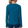 imageTHE GYM PEOPLE Womens Long Sleeve Workout Shirts Side Slits Athletic Yoga Tee Tops with Thumb HoleDark Blue Green