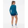 imageTHE GYM PEOPLE Womens Long Sleeve Workout Shirts Side Slits Athletic Yoga Tee Tops with Thumb HoleDark Blue Green