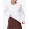 imageTHE GYM PEOPLE Womens Long Sleeve Workout Shirts Side Slits Athletic Yoga Tee Tops with Thumb HoleWhite