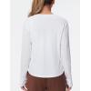 imageTHE GYM PEOPLE Womens Long Sleeve Workout Shirts Side Slits Athletic Yoga Tee Tops with Thumb HoleWhite