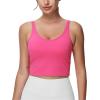 imageTHE GYM PEOPLE Womens Longline Sports Bra Removable Padded Wireless Workout Yoga Tank TopsBright Pink