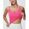 imageTHE GYM PEOPLE Womens Longline Sports Bra Removable Padded Wireless Workout Yoga Tank TopsBright Pink