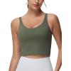 imageTHE GYM PEOPLE Womens Longline Sports Bra Removable Padded Wireless Workout Yoga Tank TopsOlive Green