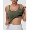 imageTHE GYM PEOPLE Womens Longline Sports Bra Removable Padded Wireless Workout Yoga Tank TopsOlive Green