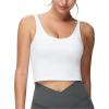 imageTHE GYM PEOPLE Womens Longline Sports Bra Removable Padded Wireless Workout Yoga Tank TopsWhite