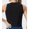 imageTHE GYM PEOPLE Womens Medium Support Sports Bra Removable Padded Sleeveless Workout Crop TopsBlack