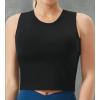 imageTHE GYM PEOPLE Womens Medium Support Sports Bra Removable Padded Sleeveless Workout Crop TopsBlack