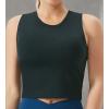 imageTHE GYM PEOPLE Womens Medium Support Sports Bra Removable Padded Sleeveless Workout Crop TopsCharcoal Grey