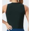 imageTHE GYM PEOPLE Womens Medium Support Sports Bra Removable Padded Sleeveless Workout Crop TopsCharcoal Grey