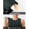 imageTHE GYM PEOPLE Womens Medium Support Sports Bra Removable Padded Sleeveless Workout Crop TopsCharcoal Grey