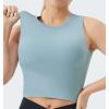 imageTHE GYM PEOPLE Womens Medium Support Sports Bra Removable Padded Sleeveless Workout Crop TopsDenim Blue