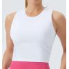 imageTHE GYM PEOPLE Womens Medium Support Sports Bra Removable Padded Sleeveless Workout Crop TopsWhite