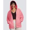 imageTHE GYM PEOPLE Womens Oversized Fleece Hoodies FullZip Workout Lounge Hooded Coats Fall Tops with Pockets DrawstringWatermelon Pink
