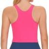 imageTHE GYM PEOPLE Womens Racerback Longline Sports Bra Removable Padded High Neck Workout Yoga Crop TopsBright Pink