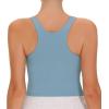 imageTHE GYM PEOPLE Womens Racerback Longline Sports Bra Removable Padded High Neck Workout Yoga Crop TopsDenim Blue