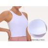 imageTHE GYM PEOPLE Womens Racerback Longline Sports Bra Removable Padded High Neck Workout Yoga Crop TopsWhite