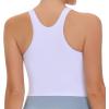 imageTHE GYM PEOPLE Womens Racerback Longline Sports Bra Removable Padded High Neck Workout Yoga Crop TopsWhite