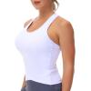 imageTHE GYM PEOPLE Womens Racerback Workout Tank Tops with Built in Bra Sleeveless Slim FitWhite