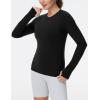 imageTHE GYM PEOPLE Womens Soft Slim Fit Workout Shirts Long Sleeves Crewneck Yoga Athletic Running Tops with Thumb HoleBlack