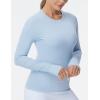 imageTHE GYM PEOPLE Womens Soft Slim Fit Workout Shirts Long Sleeves Crewneck Yoga Athletic Running Tops with Thumb HoleSky Blue