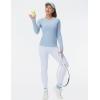 imageTHE GYM PEOPLE Womens Soft Slim Fit Workout Shirts Long Sleeves Crewneck Yoga Athletic Running Tops with Thumb HoleSky Blue