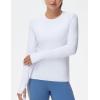 imageTHE GYM PEOPLE Womens Soft Slim Fit Workout Shirts Long Sleeves Crewneck Yoga Athletic Running Tops with Thumb HoleWhite