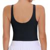 imageTHE GYM PEOPLE Womens Sports Bra Sleeveless Workout Tank Tops Running Yoga Cropped Tops with Removable PaddedBlack