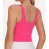 imageTHE GYM PEOPLE Womens Sports Bra Sleeveless Workout Tank Tops Running Yoga Cropped Tops with Removable PaddedBright Pink