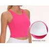 imageTHE GYM PEOPLE Womens Sports Bra Sleeveless Workout Tank Tops Running Yoga Cropped Tops with Removable PaddedBright Pink