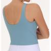 imageTHE GYM PEOPLE Womens Sports Bra Sleeveless Workout Tank Tops Running Yoga Cropped Tops with Removable PaddedDenim Blue