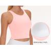 imageTHE GYM PEOPLE Womens Sports Bra Sleeveless Workout Tank Tops Running Yoga Cropped Tops with Removable PaddedPink